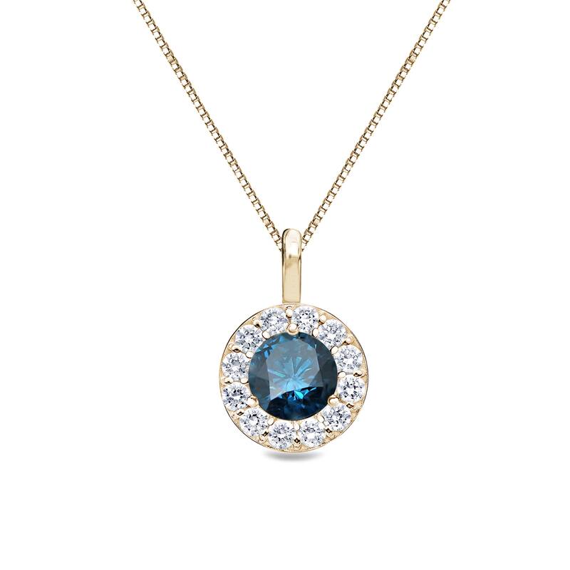 Auriya 2/5ctw Round Blue Diamond Halo Necklace 14k Gold (I1-I2)