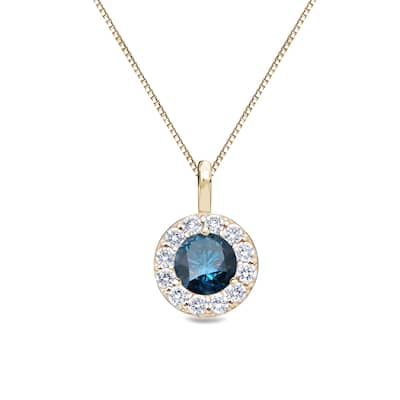 Auriya 2/5ctw Round Blue Diamond Halo Necklace 14k Gold (I1-I2)