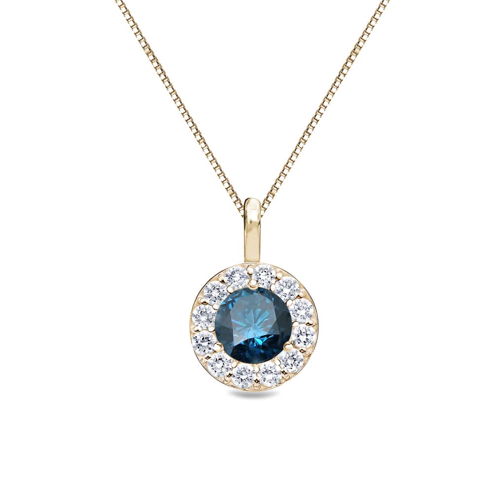 Auriya 2/5ctw Round Blue Diamond Halo Necklace 14k Gold (I1-I2)