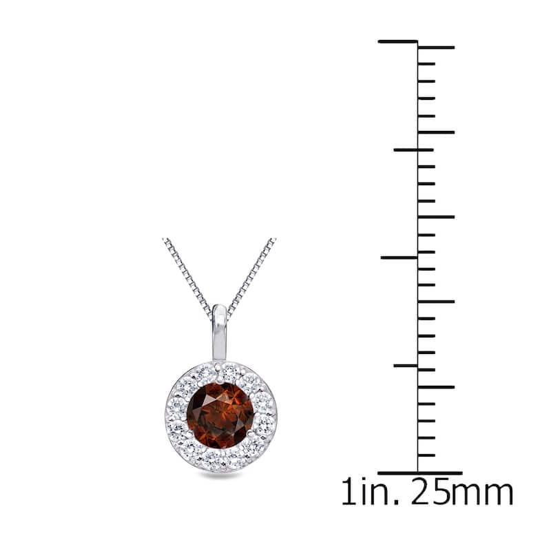 Auriya 14k Gold 1/2ct TDW Round Halo Brown Diamond Necklace (I1-I2)