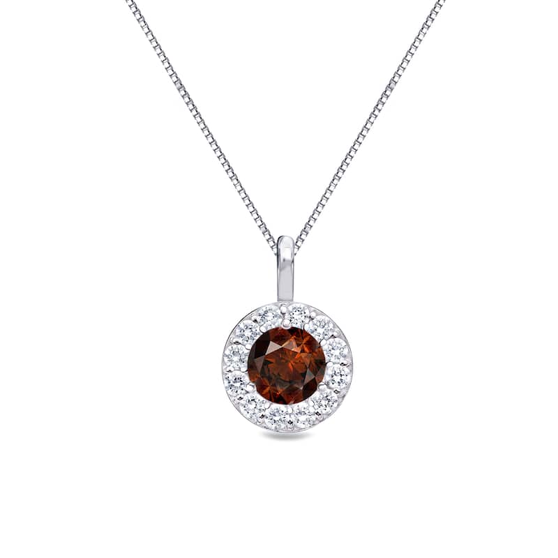 Auriya 14k Gold 1/4ct TDW Halo Brown Diamond Necklace (I1-I2) - White