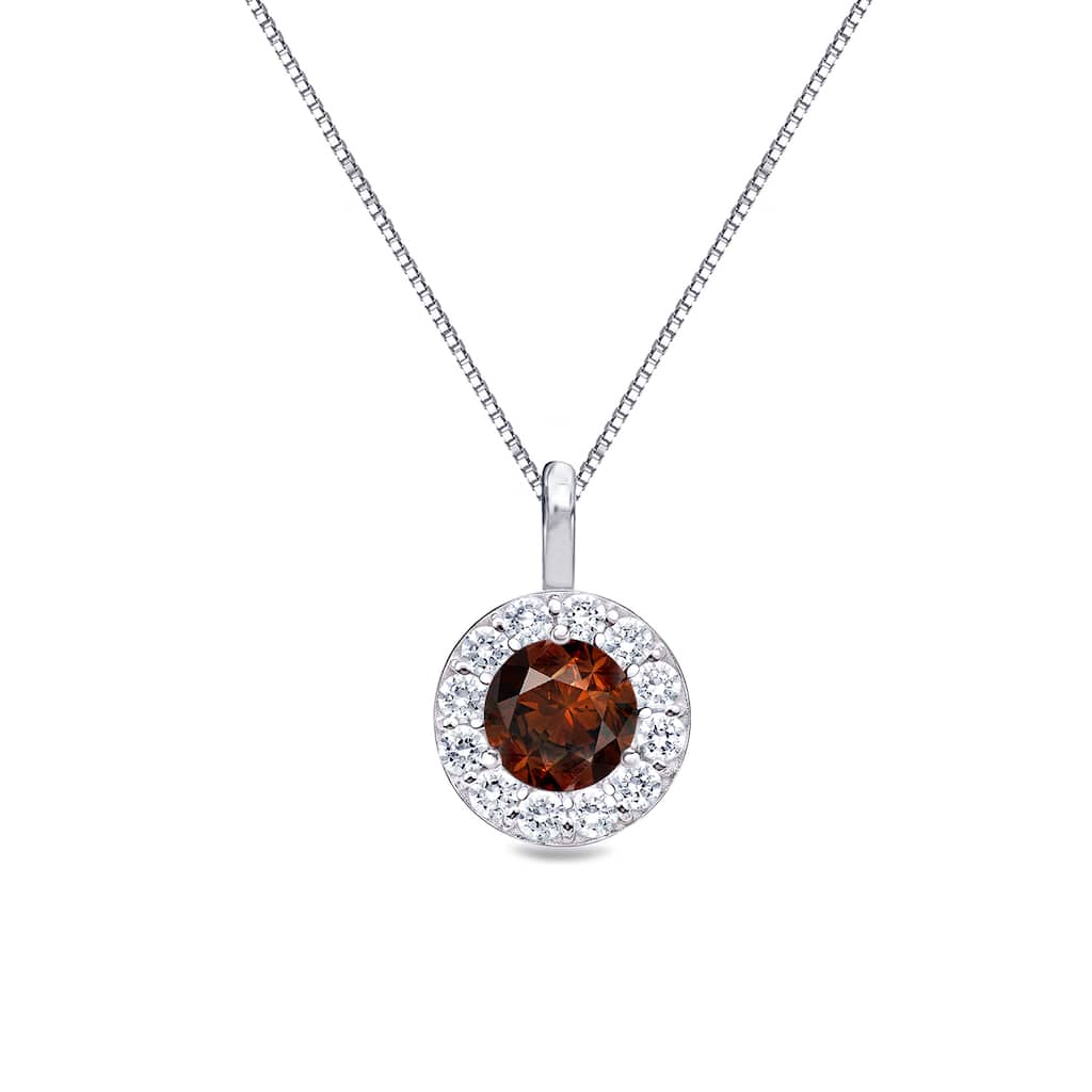 Auriya 14k Gold 1/4ct TDW Halo Brown Diamond Necklace (I1-I2)