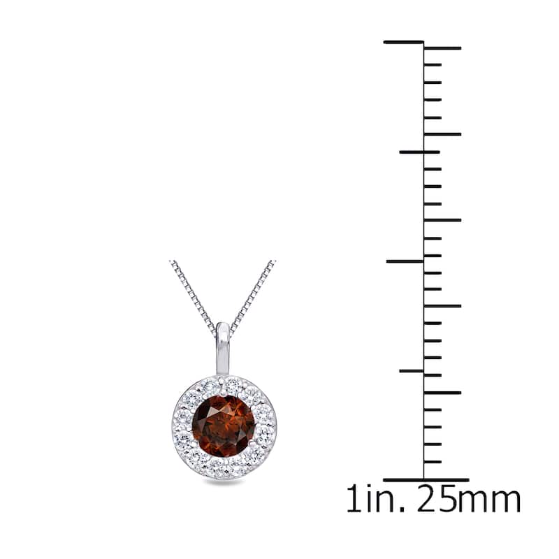 Auriya 14k Gold 2/5ct TDW Round Halo Brown Diamond Necklace (H-I, I1-I2)