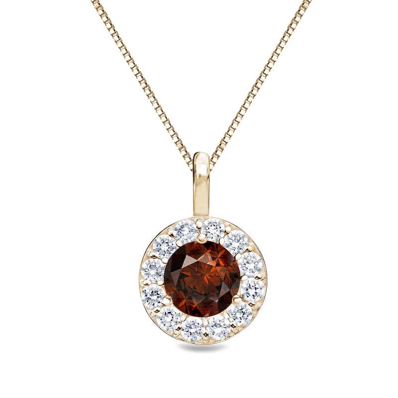 Auriya 14k Gold 3/4ct TDW Round Halo Brown Diamond Necklace (I1-I2)