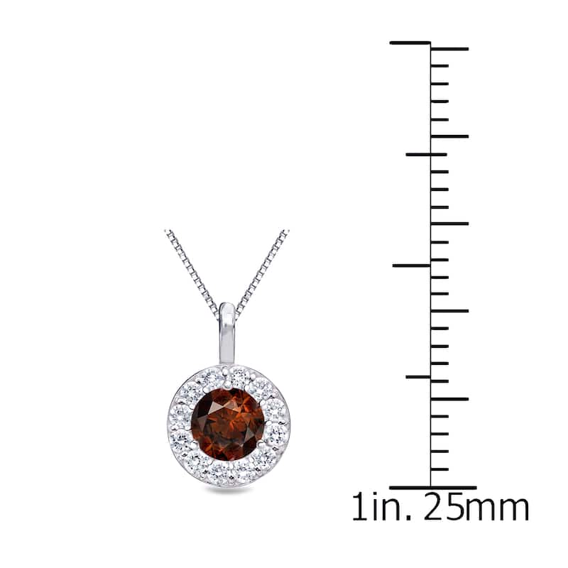 Auriya 14k Gold 3/4ct TDW Round Halo Brown Diamond Necklace (I1-I2)