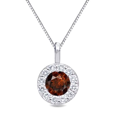 Auriya 14k Gold 1ct TDW Halo Brown Diamond Necklace (I1-I2)