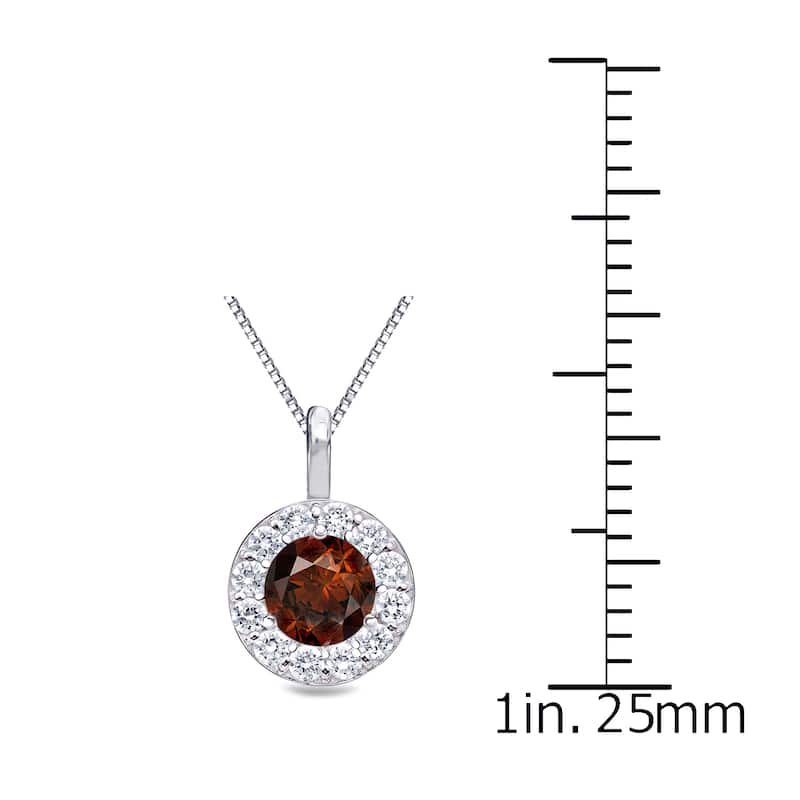 Auriya 14k Gold 1ct TDW Halo Brown Diamond Necklace (I1-I2)