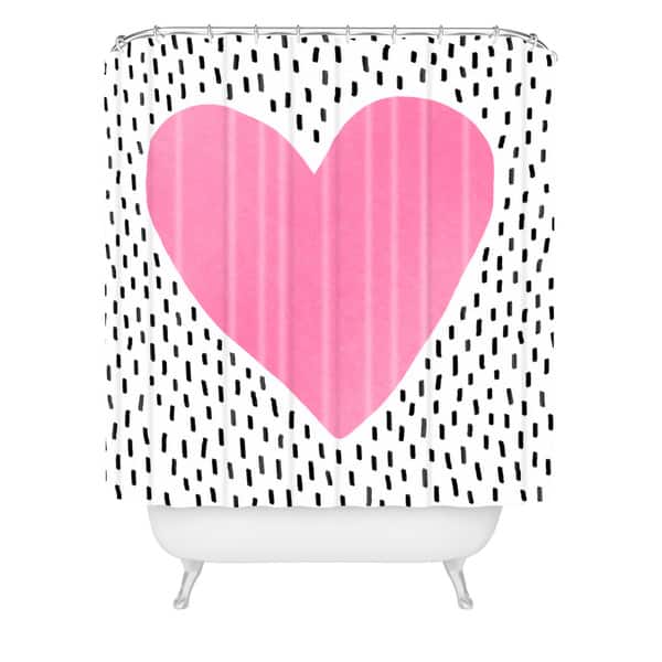 slide 1 of 2, Deny Designs Elisabeth Fredriksson Pink Heart Shower Curtain