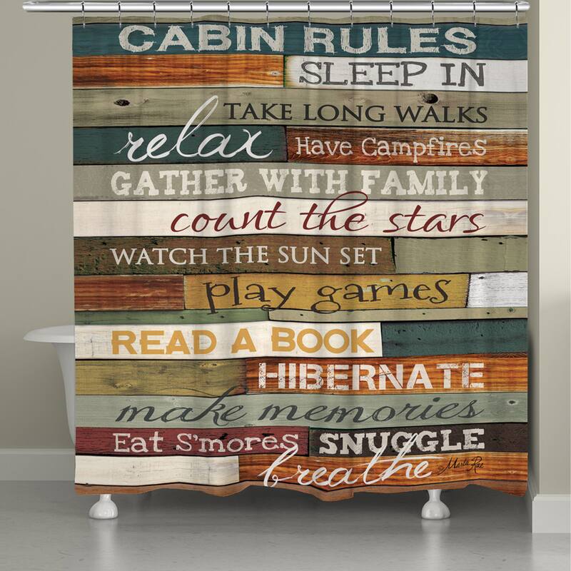 Laural Home Rules of the Cabin Shower Curtain