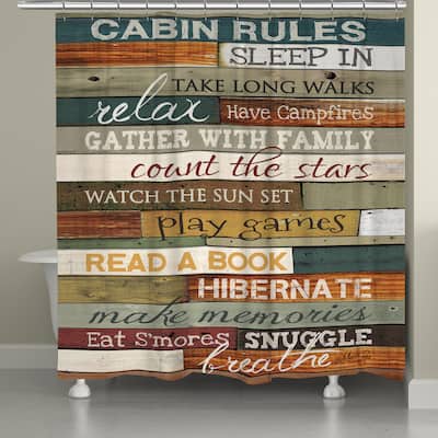 Laural Home Rules of the Cabin Shower Curtain