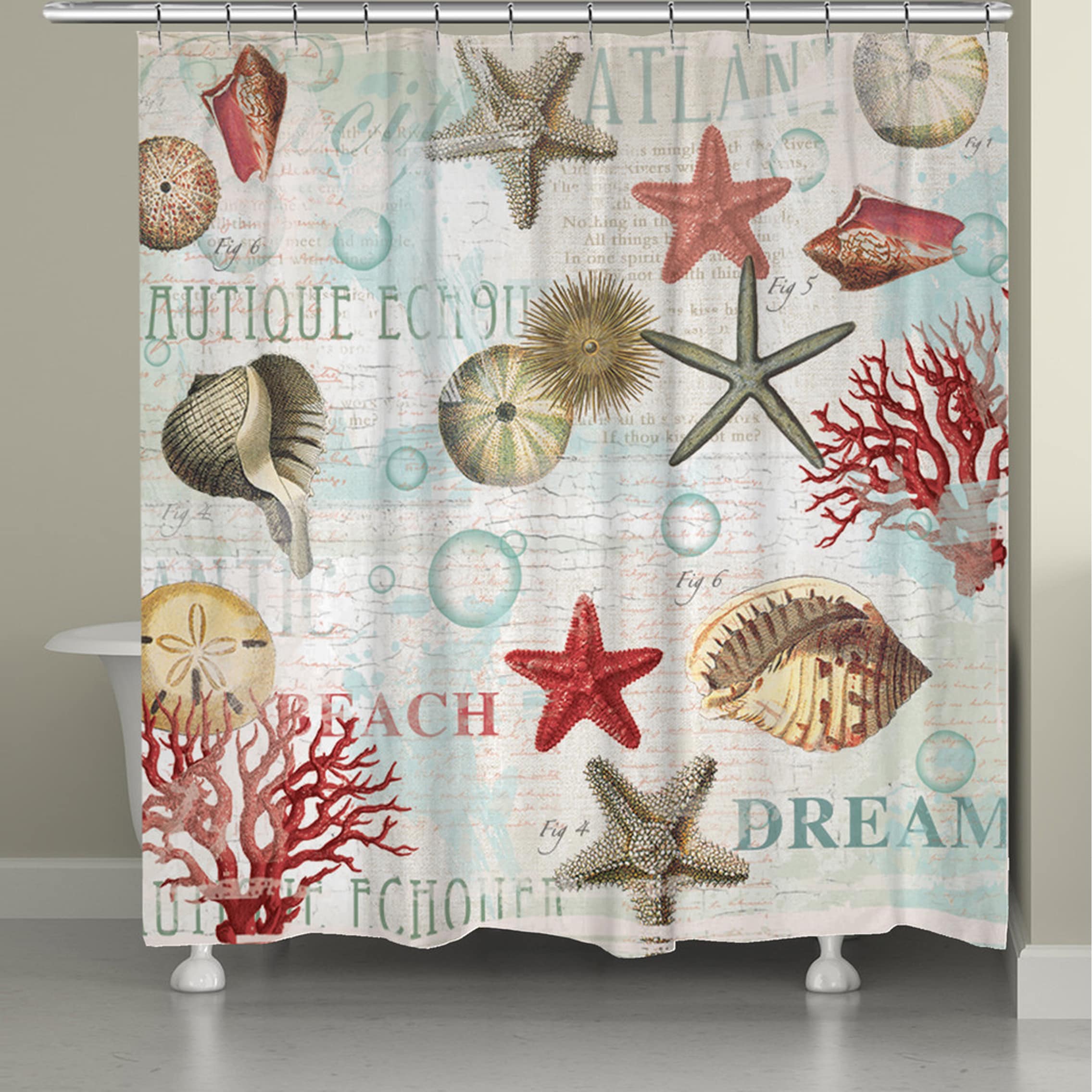 Shop Laural Home Dream Beach Shells Collage Shower Curtain Free