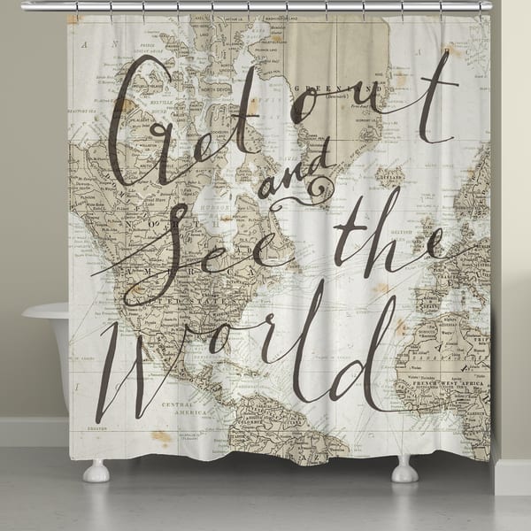 slide 1 of 2, Laural Home World Traveler Shower Curtain