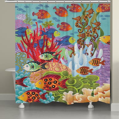 Laural Home Fish in the Hood Shower Curtain - 71x72