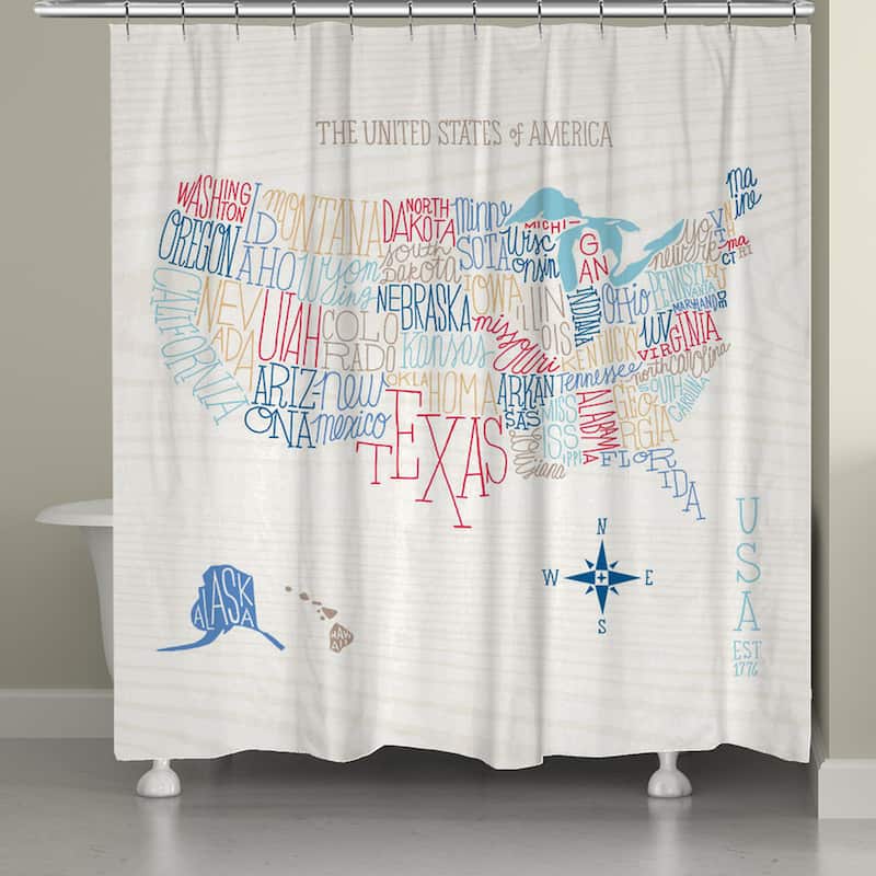 Laural Home Colorful Lettered Map Shower Curtain