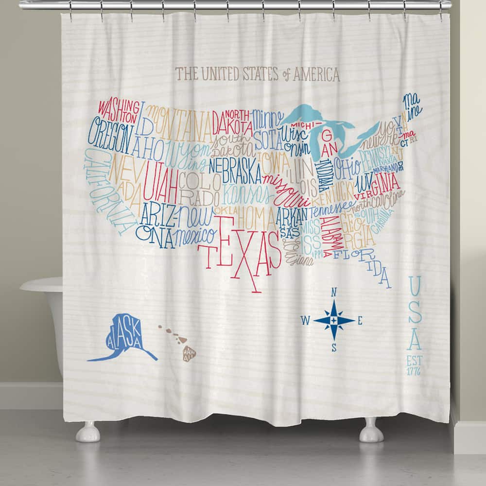 Laural Home Colorful Lettered Map Shower Curtain