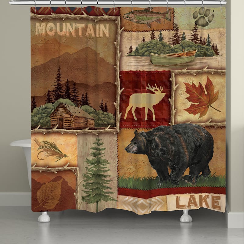 Laural Home Lodge Collage Shower Curtain 71x72