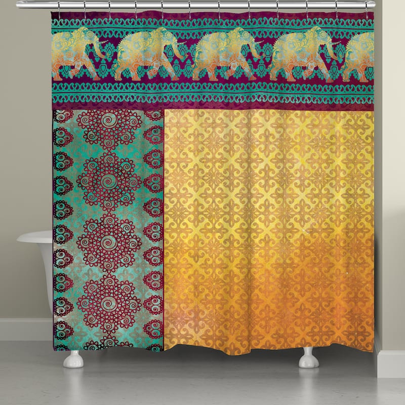 Laural Home Moroccan Elephants Shower Curtain