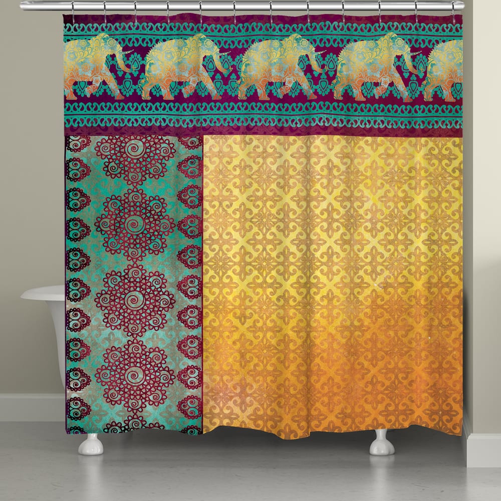 Laural Home Moroccan Elephants Shower Curtain