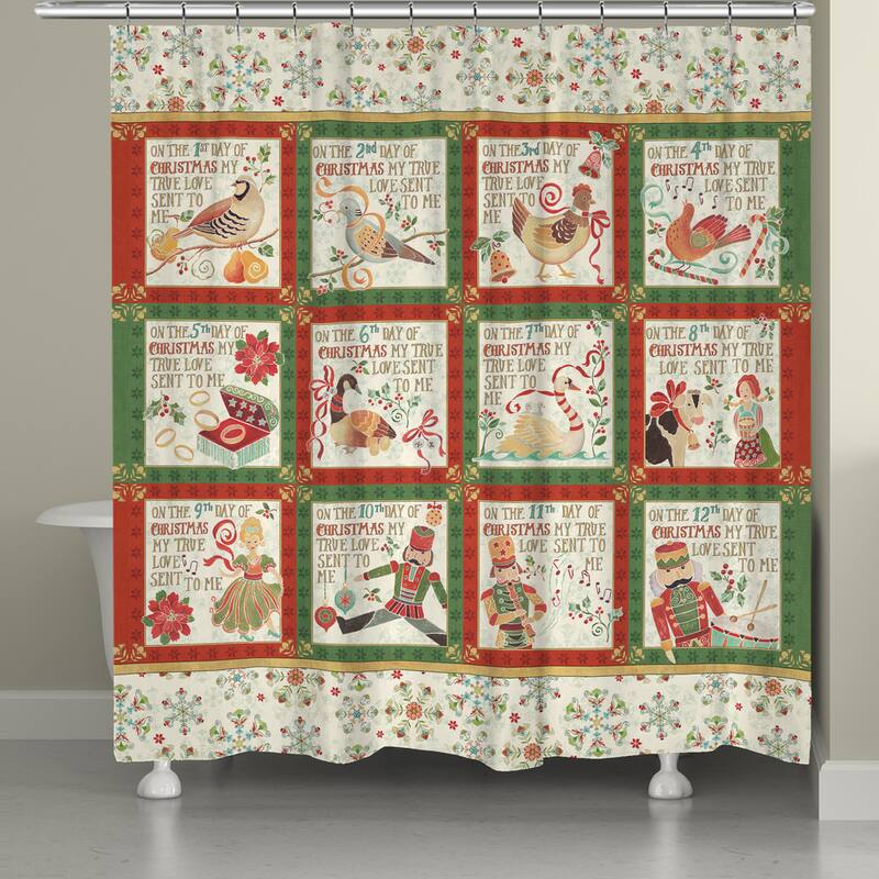 Laural Home 12 Days of Christmas 71" x 72" Shower Curtain