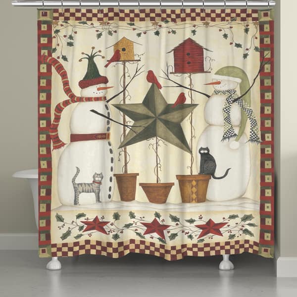 slide 2 of 6, Laural Home Snowmen Shower Curtain