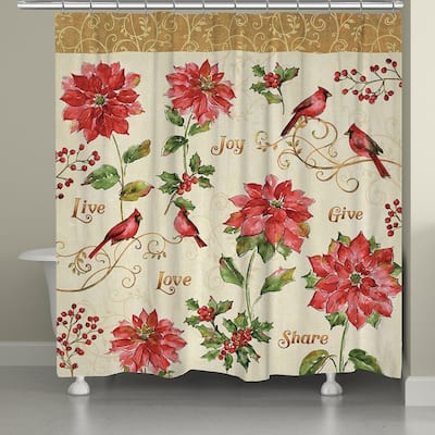 Laural Home Red Poinsettia Shower Curtain