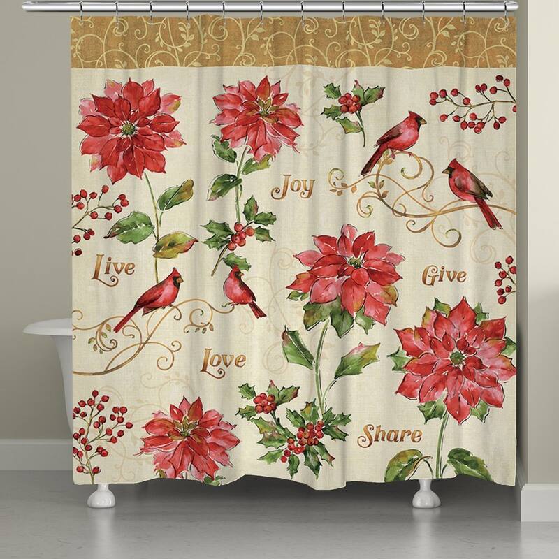 Laural Home Red Poinsettia Shower Curtain