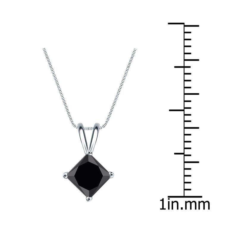 Auriya 1 1/4ctw Princess Cut Black Diamond Solitaire Necklace 14k Gold