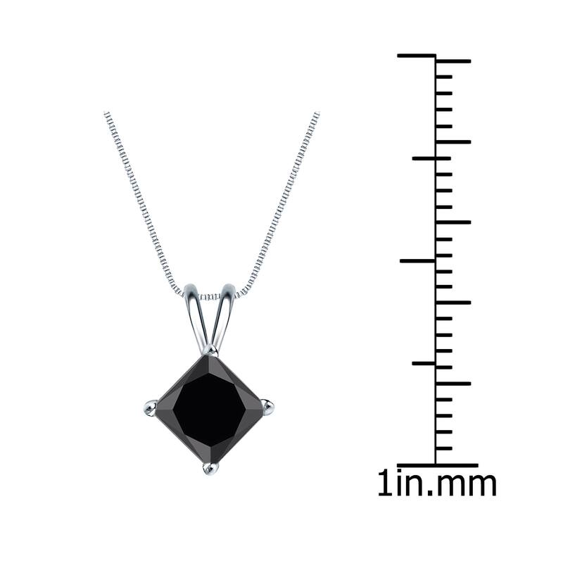 Auriya 14k Gold 1 1/2ct TDW Princess-Cut Black Diamond Solitaire Necklace