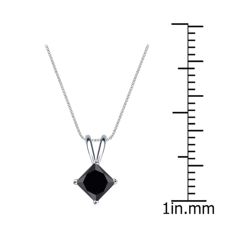 Auriya 3/4ctw Princess Cut Solitaire Black Diamond Necklace 14k Gold