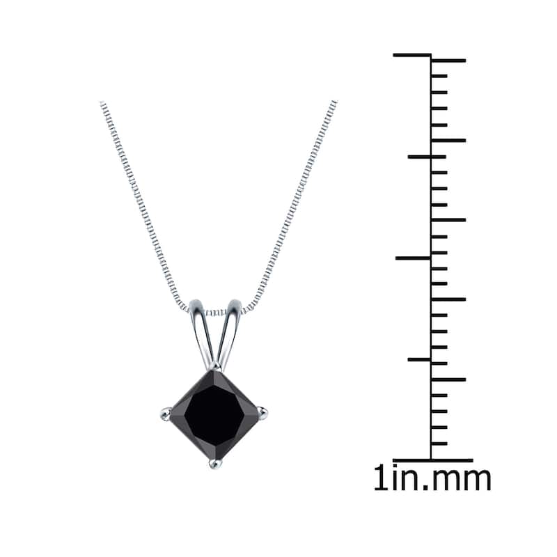 Auriya 1ctw Princess-cut Solitaire Black Diamond Necklace 14k Gold