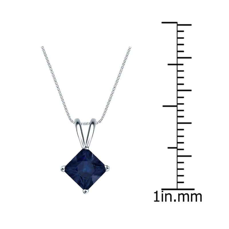 Auriya 14k Gold Princess-cut Sapphire Solitaire Necklace 1 1/4ct TW