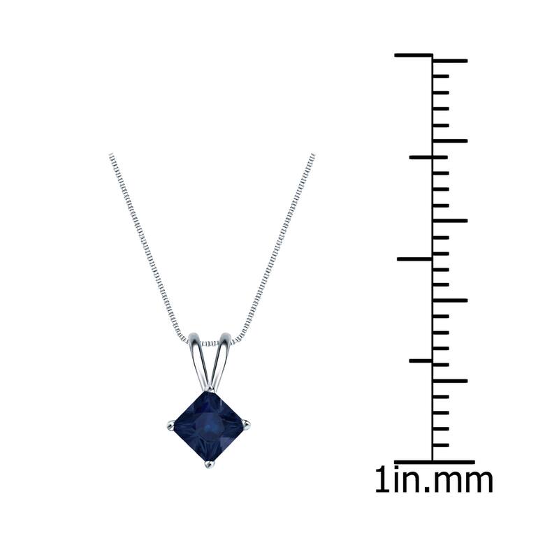 Auriya 14k Gold Princess-cut Sapphire Solitaire Necklace 1/2ct TW