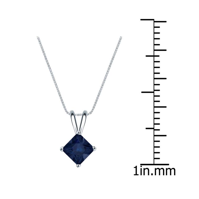 Auriya 14k Gold Princess-cut Sapphire Solitaire Necklace 3/4ct TW