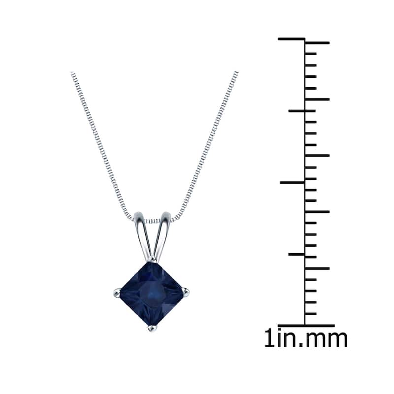 Auriya 14k Gold Princess-cut Sapphire Solitaire Necklace 1ct TW