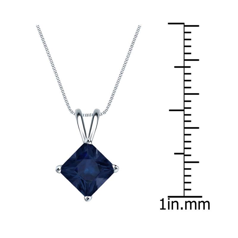 Auriya 14k Gold Princess-cut Sapphire Solitaire Necklace 2ct TW