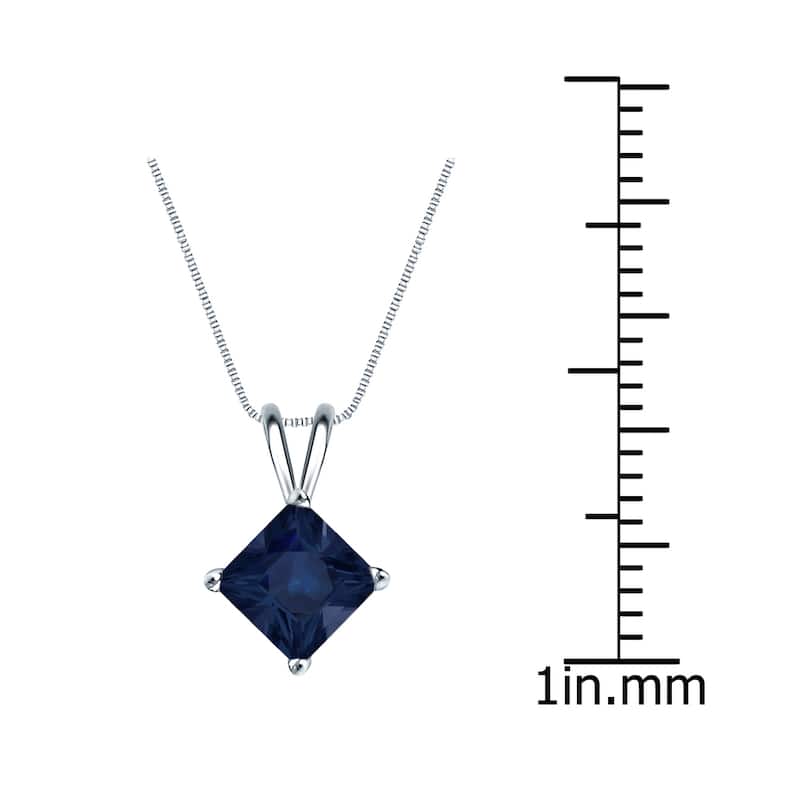Auriya 14k Gold Princess-cut Sapphire Solitaire Necklace 1 1/2ct TW