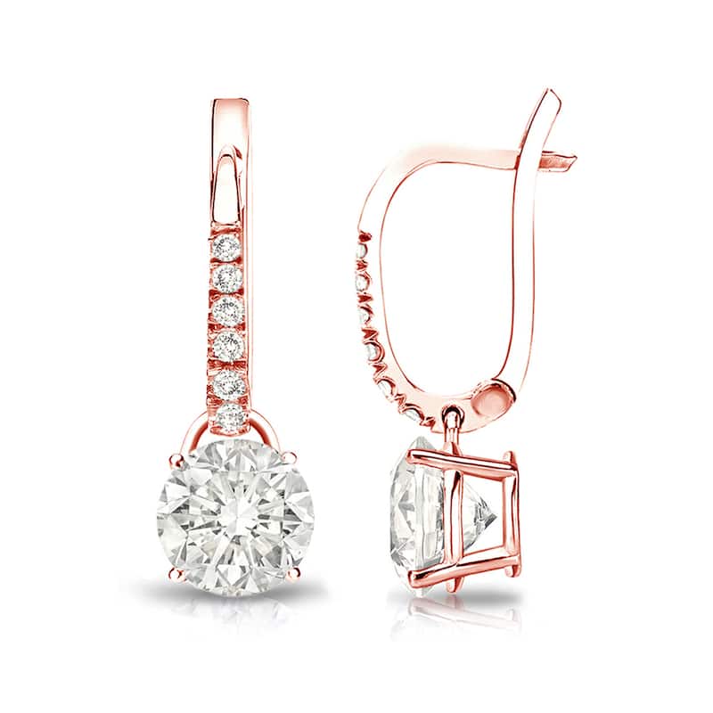 Auriya 1 1/2ctw Round Diamond Dangle Earrings 14k Gold (I-J, SI2-SI3) - Rose