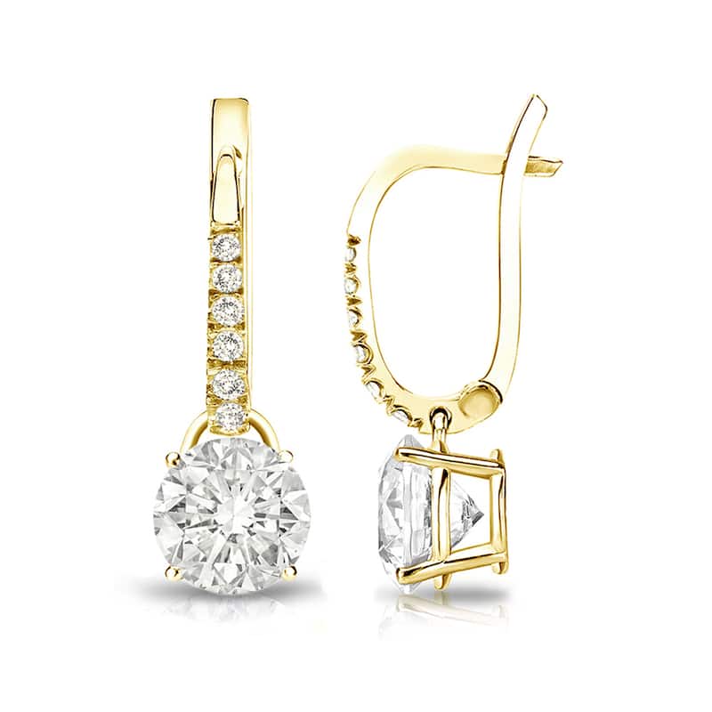Auriya 1 1/2ctw Round Diamond Dangle Earrings 14k Gold (I-J, SI2-SI3) - Yellow