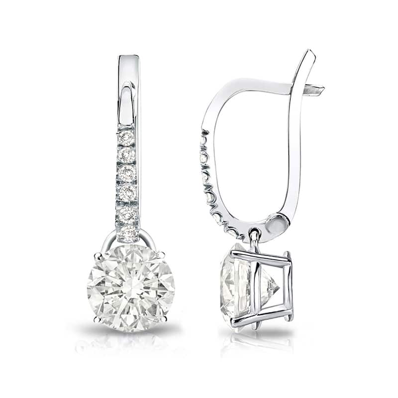 Auriya 1 1/2ctw Round Diamond Dangle Earrings 14k Gold (I-J, SI2-SI3) - White