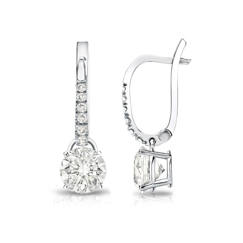 Auriya 14k Gold 1ct TDW Round Diamond Dangle Earrings - White