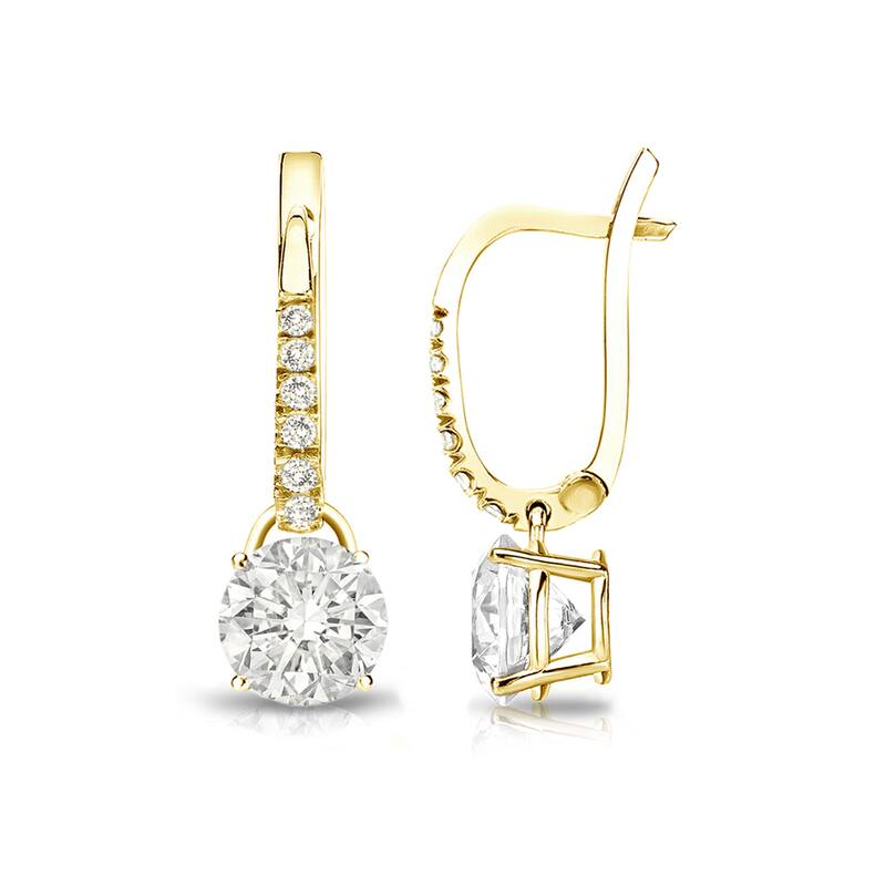Auriya 14k Gold 1ct TDW Round Diamond Dangle Earrings - Yellow