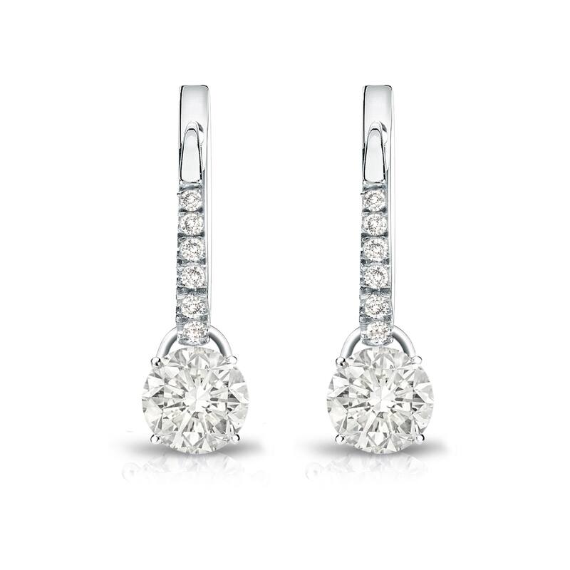 Auriya 14k Gold 1ct TDW Round Diamond Dangle Earrings