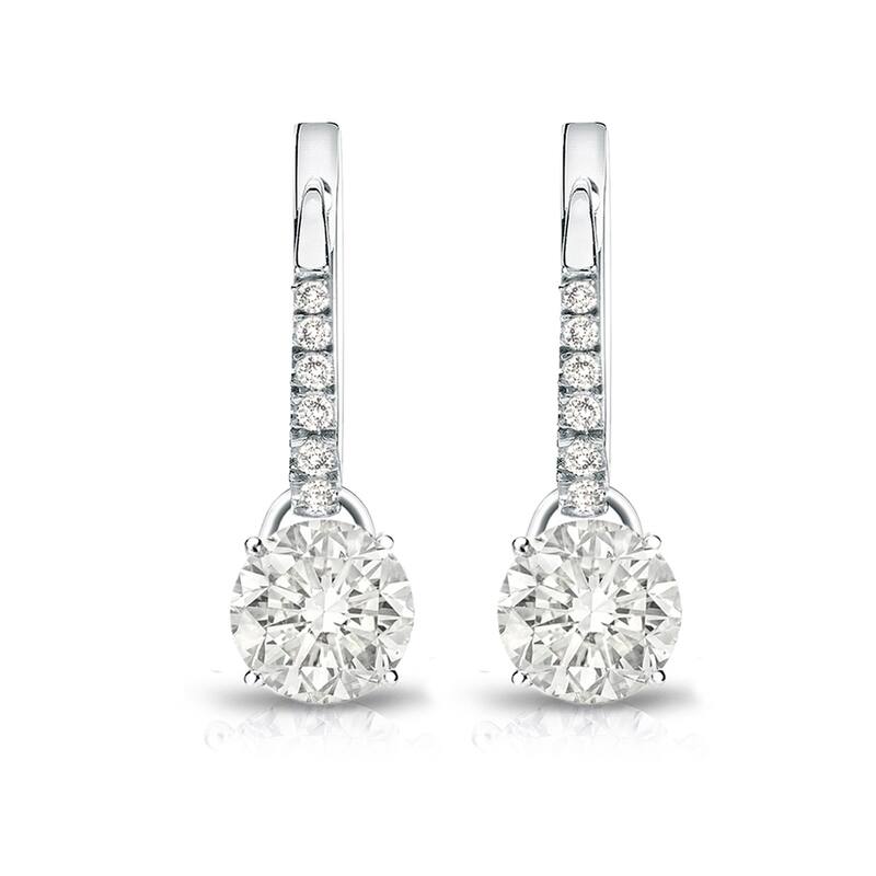 Auriya 14k Gold 1 1/4ct TDW Round Diamond Dangle Earrings