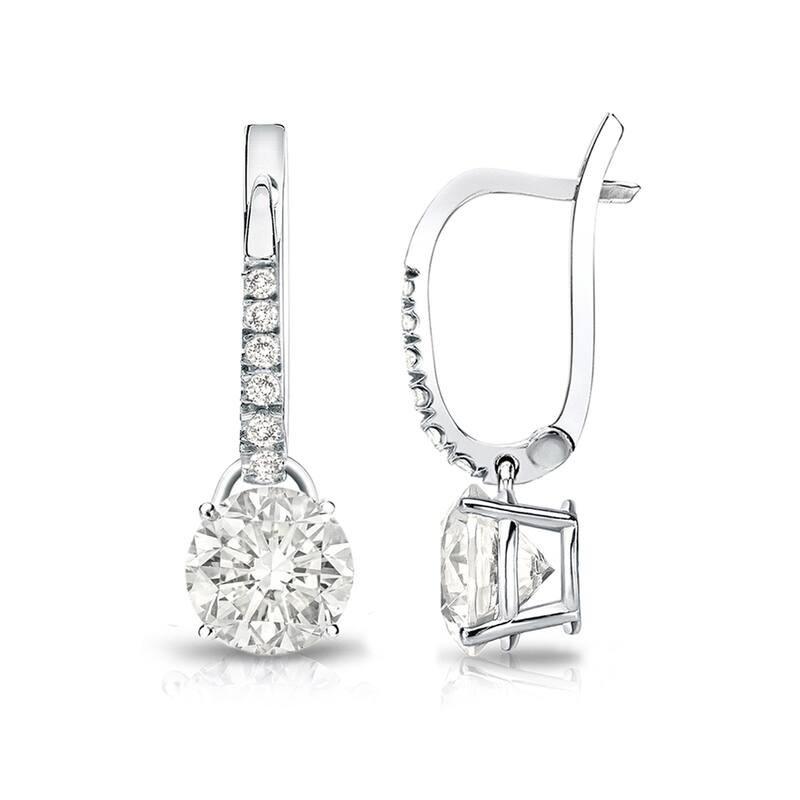 Auriya 14k Gold 1 1/4ct TDW Round Diamond Dangle Earrings