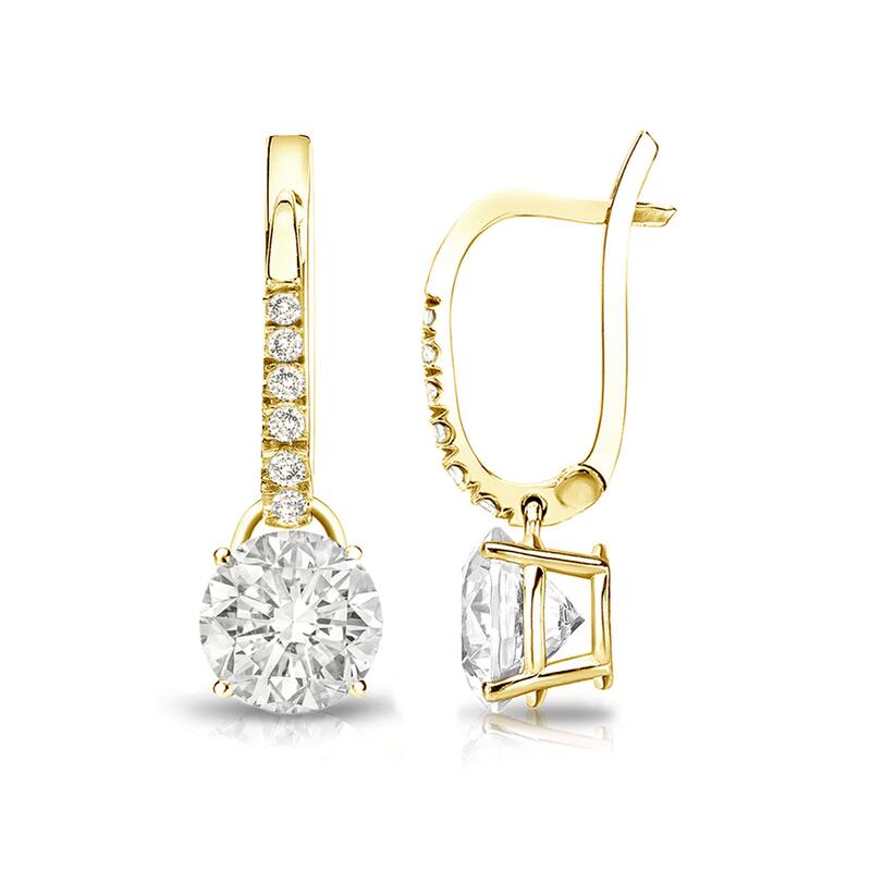 Auriya 14k Gold 1 1/4ct TDW Round Diamond Dangle Earrings
