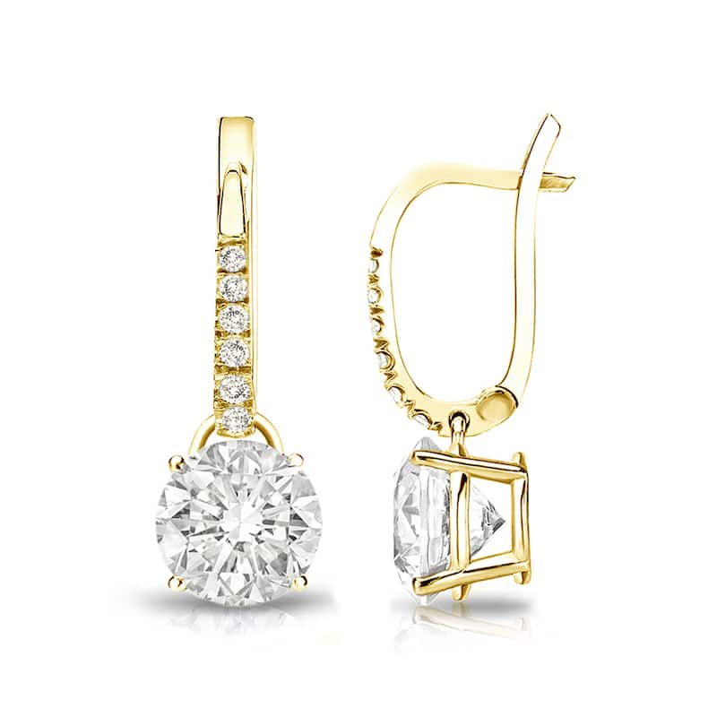 Auriya 14k Gold 1 3/4ct TDW Round Diamond Dangle Earrings (I-J, SI2-SI3)
