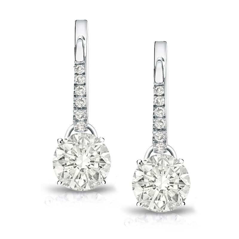 Auriya 14k Gold 2ct TDW Round Diamond Dangle Earrings (I-J, SI2-SI3)
