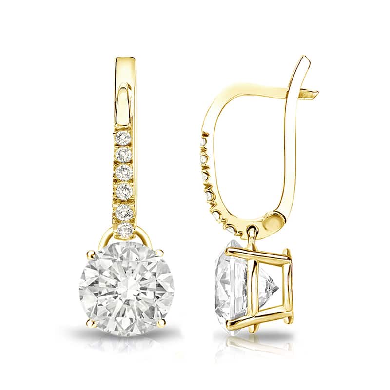 Auriya 14k Gold 2ct TDW Round Diamond Dangle Earrings (I-J, SI2-SI3)