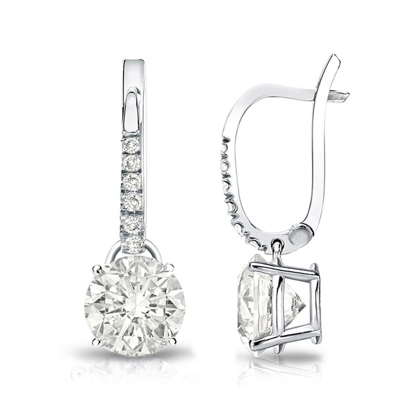 Shop Auriya 14k Gold 2ct TDW Round Diamond Dangle Earrings - On Sale ...