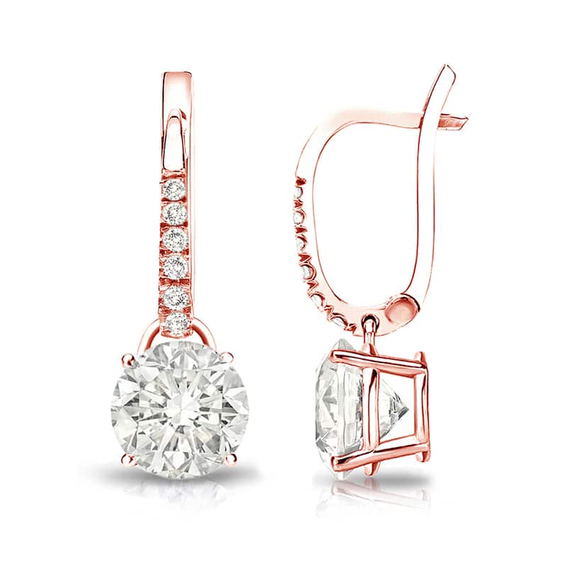 Auriya 14k Gold 2ct TDW Round Diamond Dangle Earrings (I-J, SI2-SI3)